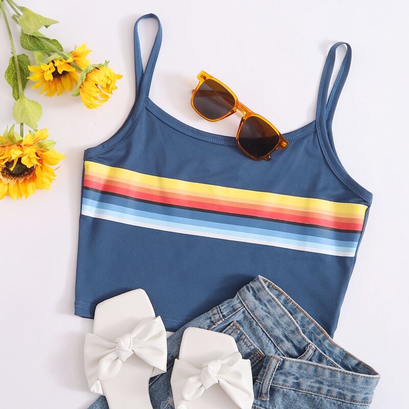 

Striped Crop Cami, Dusty blue