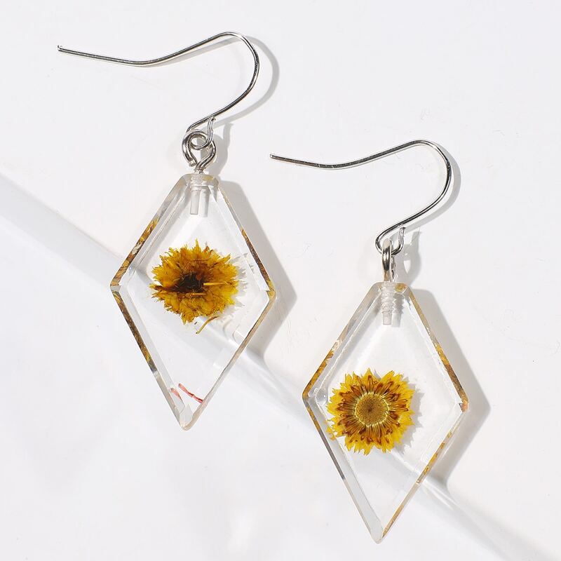 

Daisy Pattern Drop Earrings, Yellow