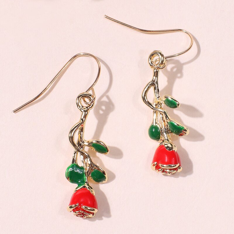 

Rose Design Drop Earrings, Multicolor