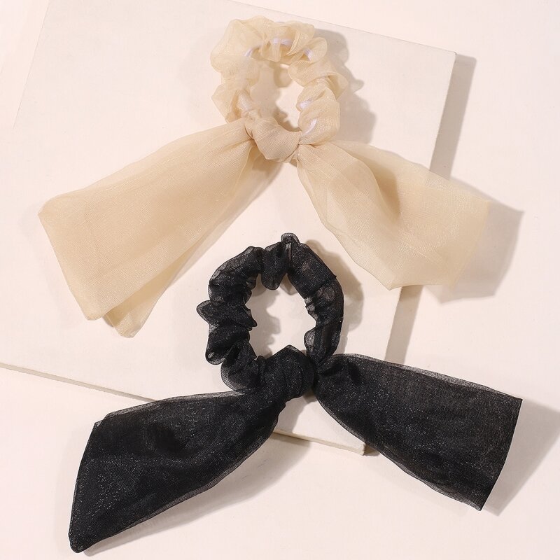 

2pcs Mesh Scrunchie Scarf, Multicolor