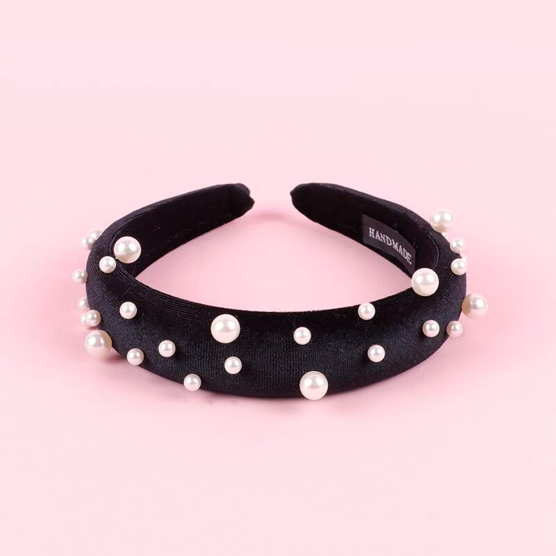 

Faux Pearl Decor Hair Hoop, Black