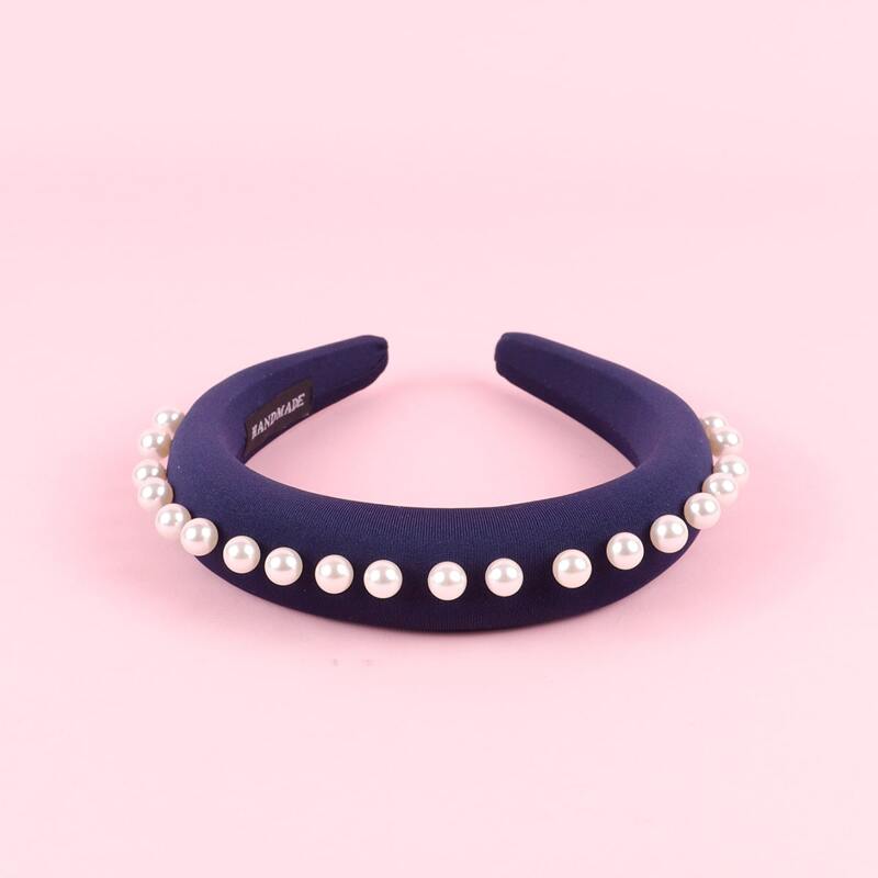 

Faux Pearl Beaded Hair Hoop, Navy blue