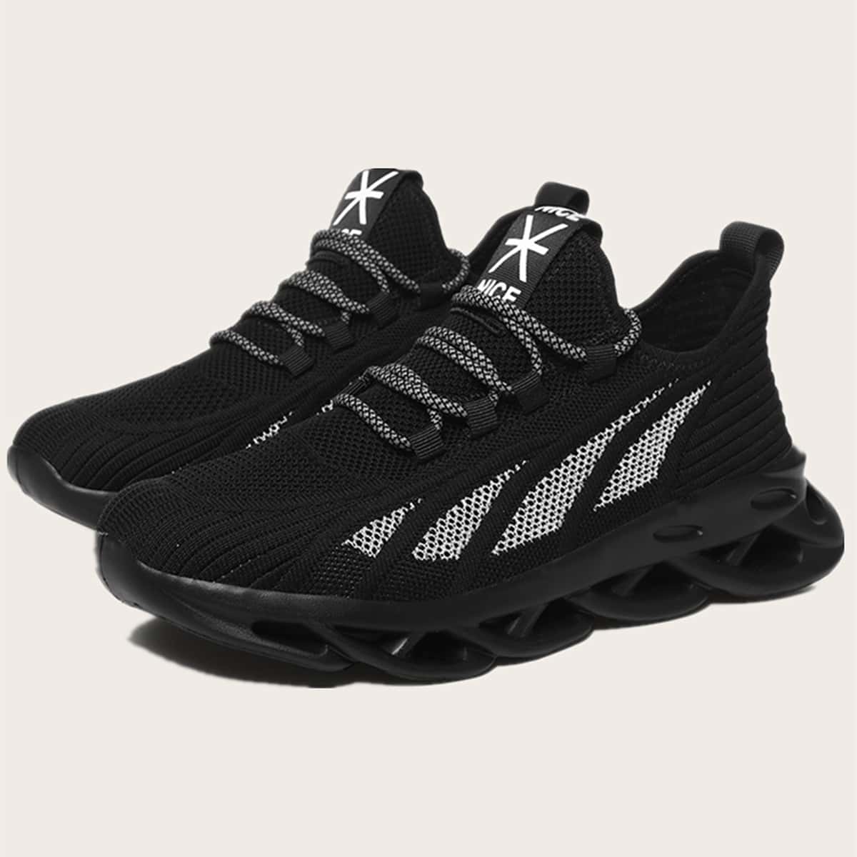 

Guys Lace-up Decor Wide Fit Sneakers, Black