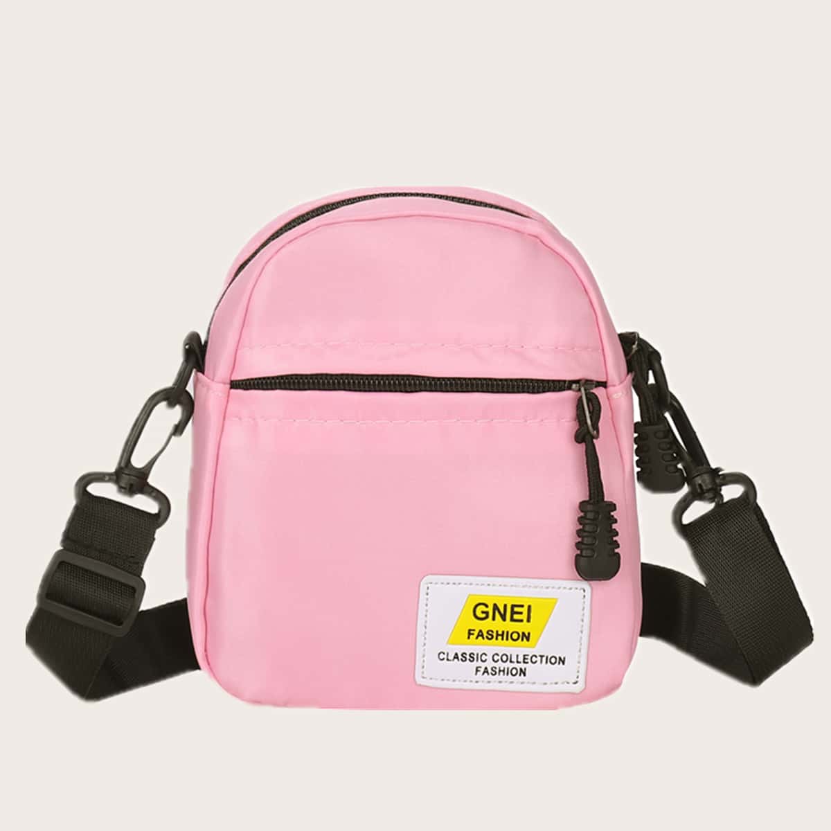 

Letter Patch Crossbody Bag, Pink