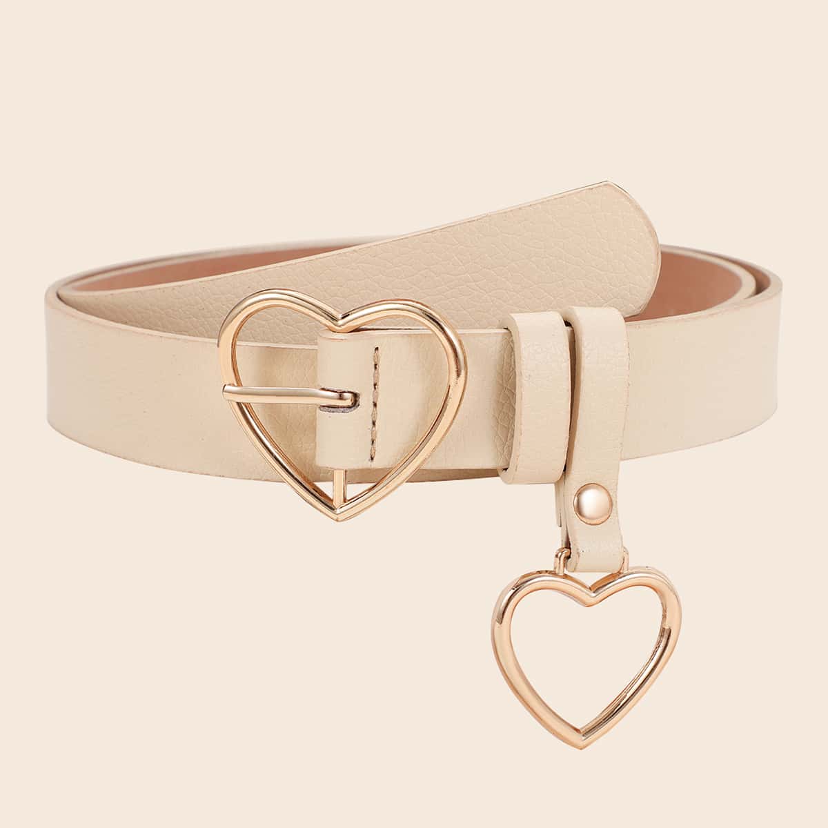 

Metal Heart Buckle PU Belt, Multicolor