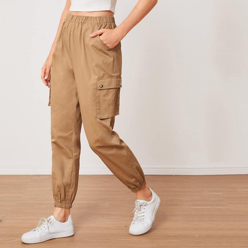 

Slant Pocket Solid Pants, Khaki