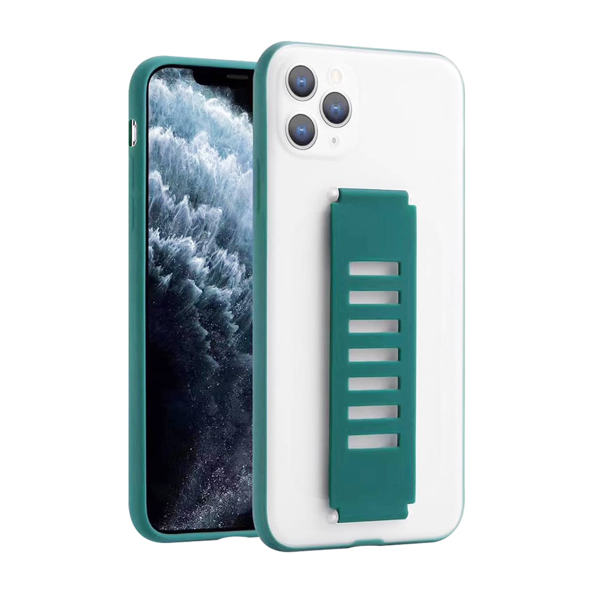 

1pc Contrast Frame Hand Strap iPhone Case, Green