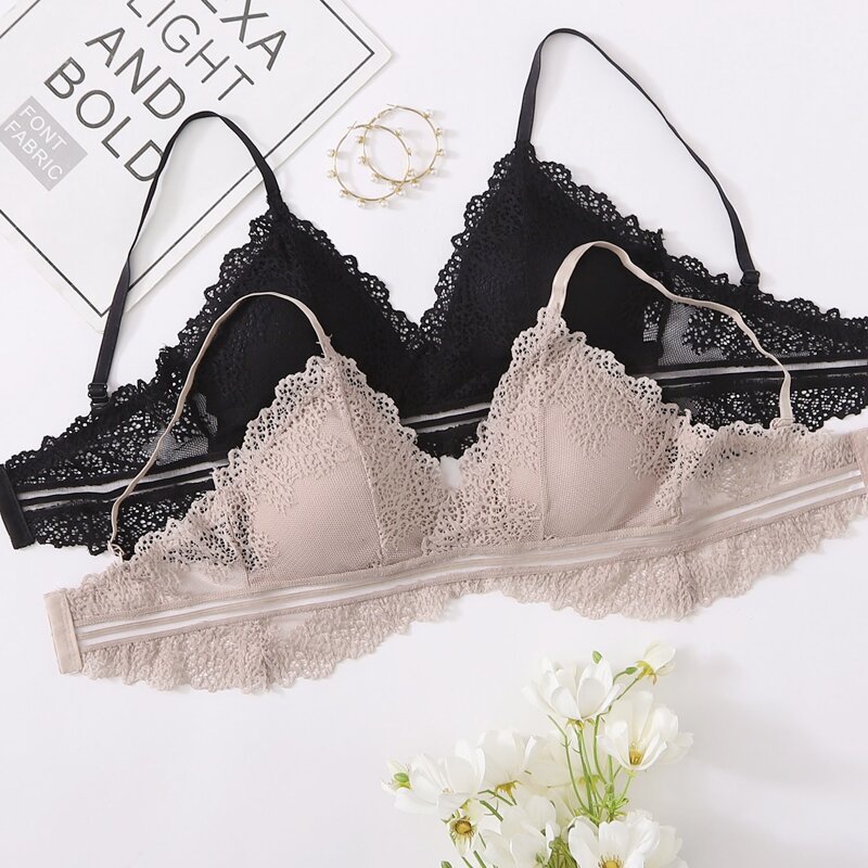

2pack Lace Trim Bra Set, Multicolor