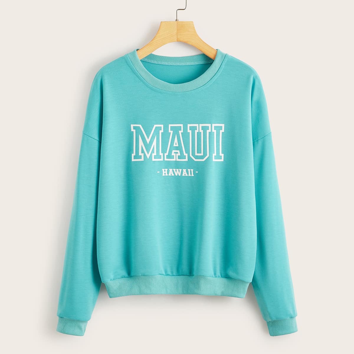 

Letter Graphic Oversized Sweatshirt, Mint blue