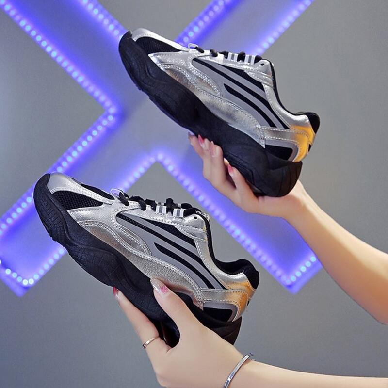 

Metallic Lace-up Chunky Sneakers, Multicolor