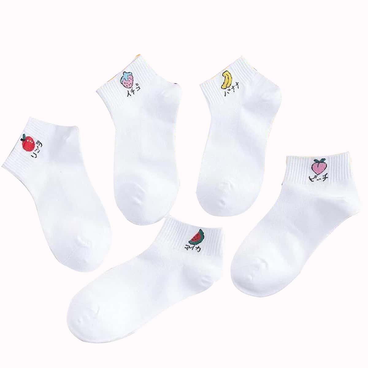 

5pairs Fruit Socks, Multicolor