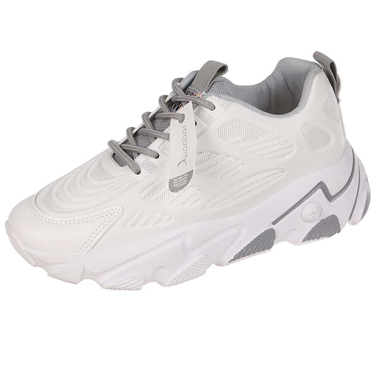 

Mesh Panel Lace-up Chunky Sneakers, White