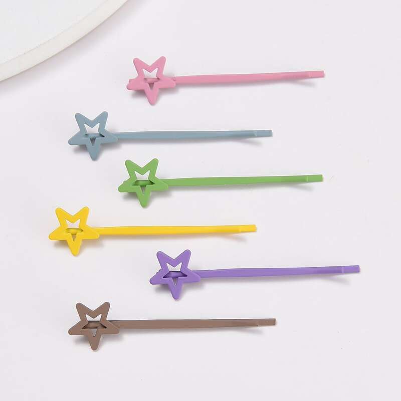 

6pcs Colorful Star Hair Clip, Multicolor