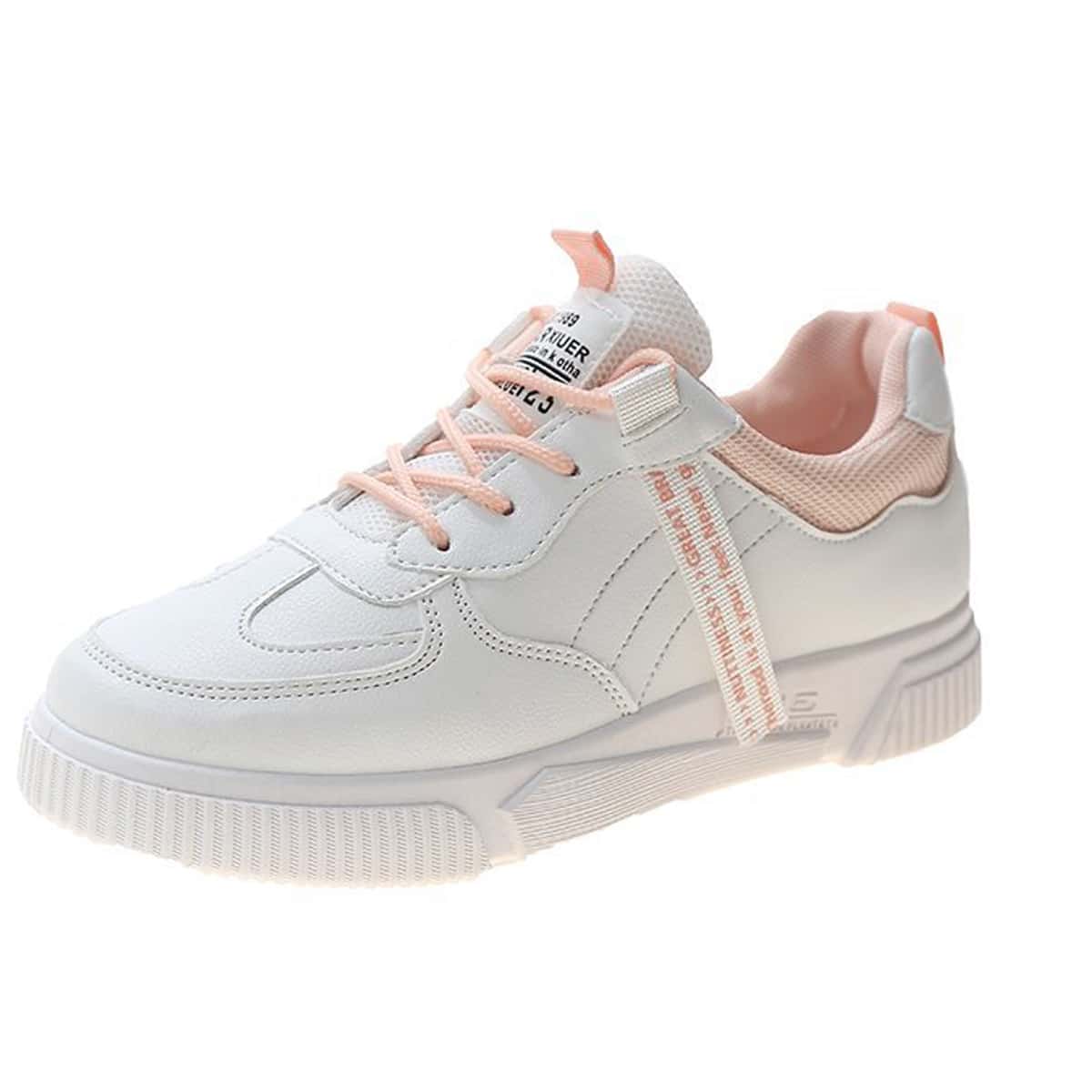 

Simple Lace-up Skate Sneakers, White