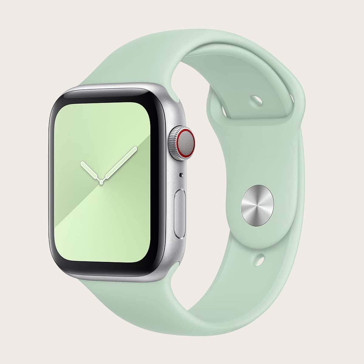 

1pc Solid Silicone iWatch Band, Green