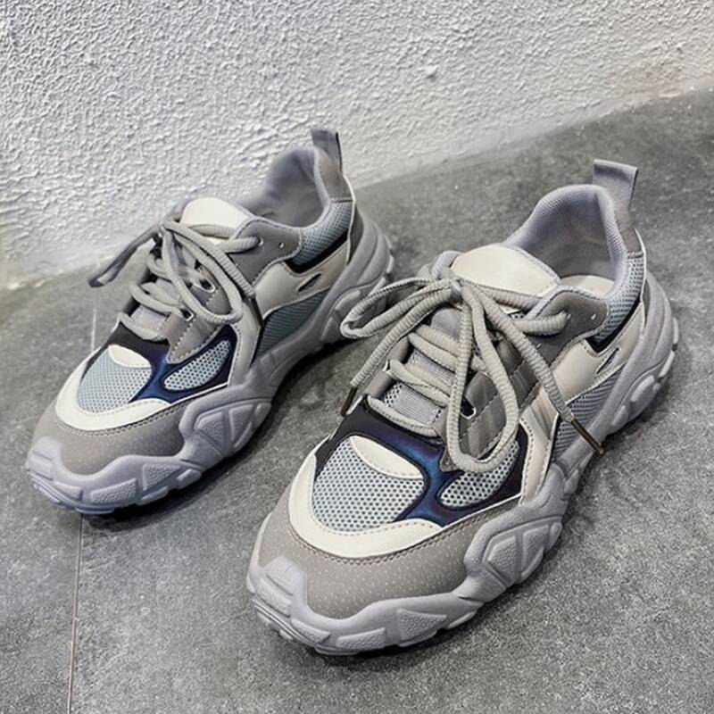 

Mesh Panel Lace-up Chunky Sneakers, Multicolor