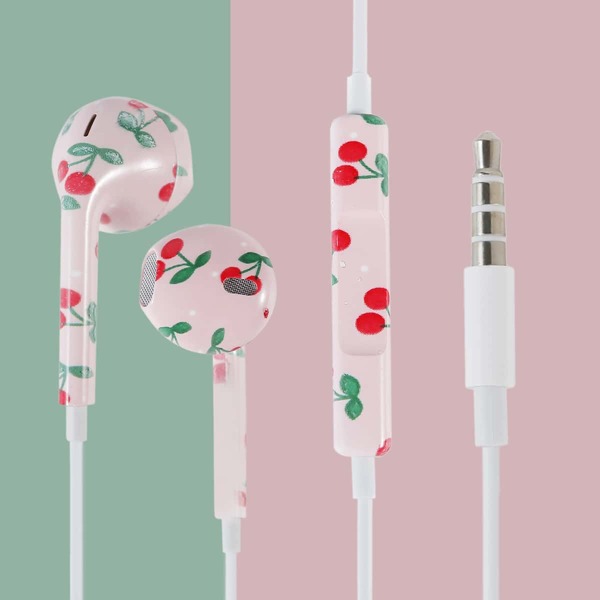 

1pc Cherry Print In-ear Headphone, Multicolor