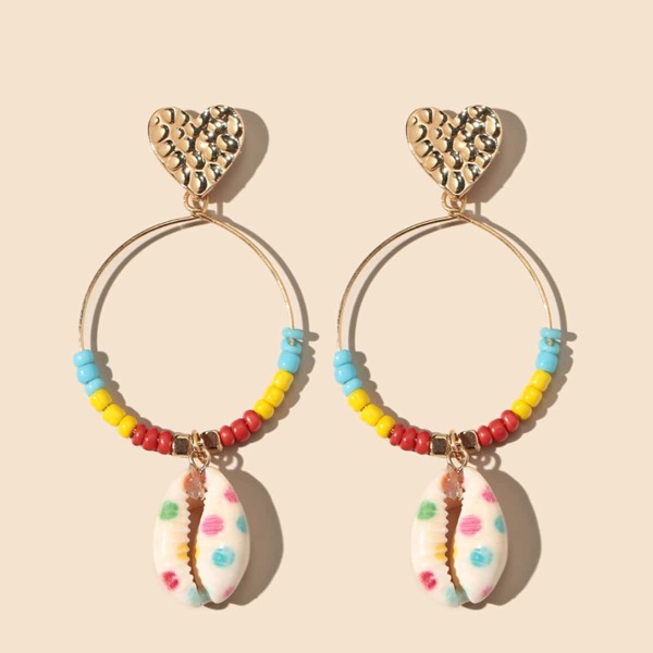 

Shell Charm Beaded Drop Earrings, Multicolor