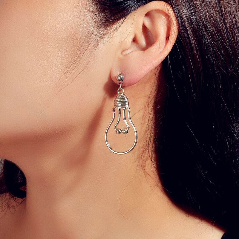 

Bulb Drop Earrings, Silver