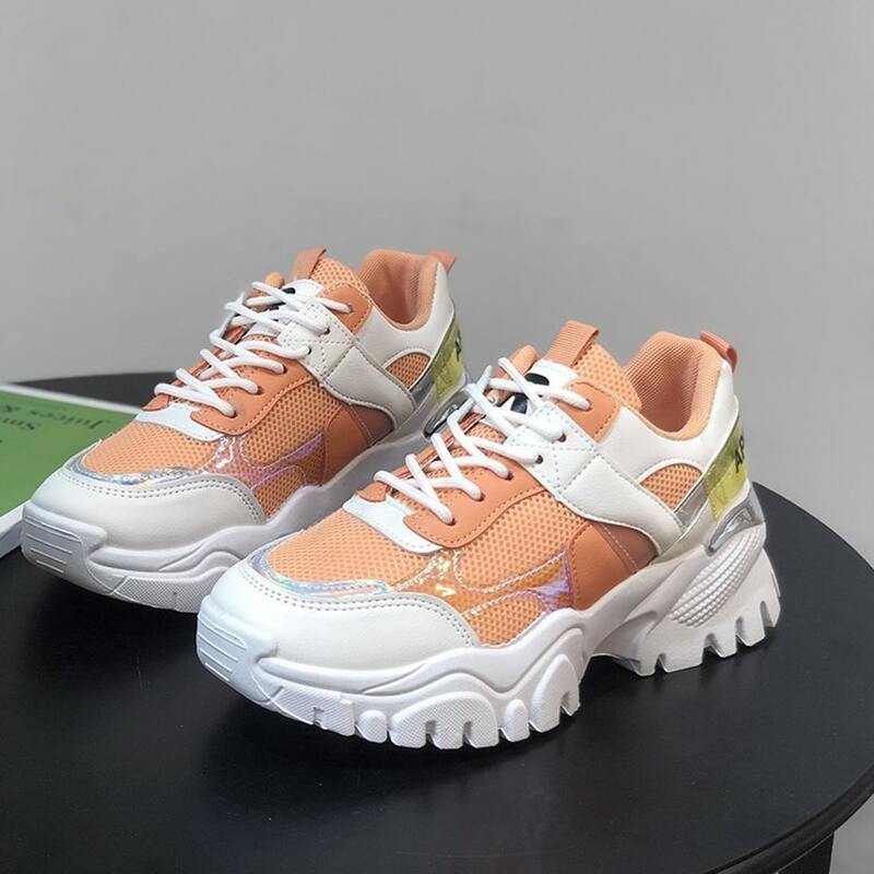 

Colorblock Mesh Panel Chunky Sneakers, Multicolor
