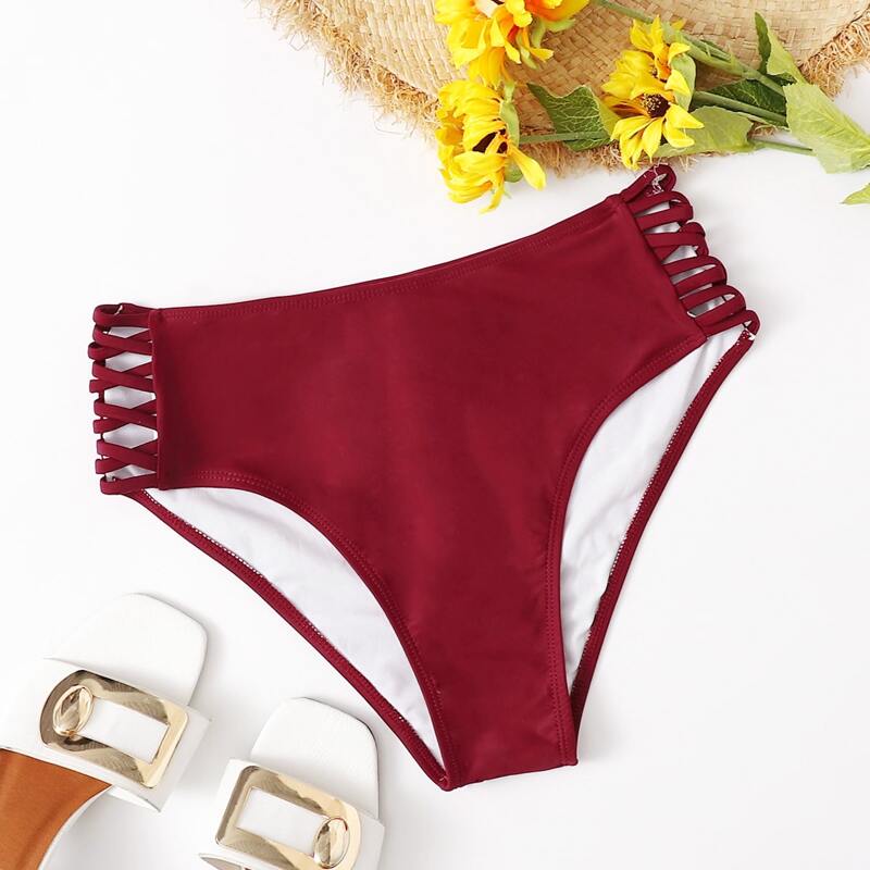 

Crisscross High Waisted Bikini Panty, Burgundy