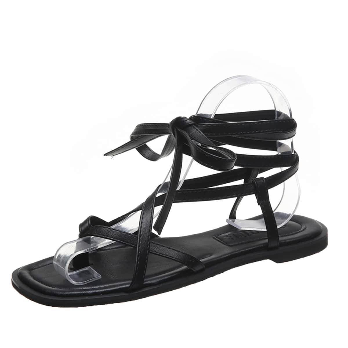 

Toe Post Strappy Flat Sandals, Black