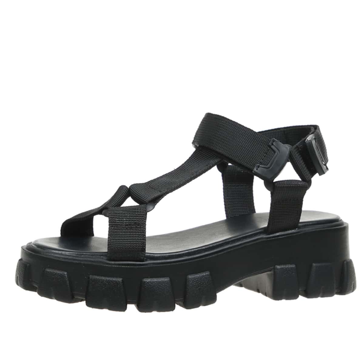 

Velcro Wide Fit Chunky Sandals, Black
