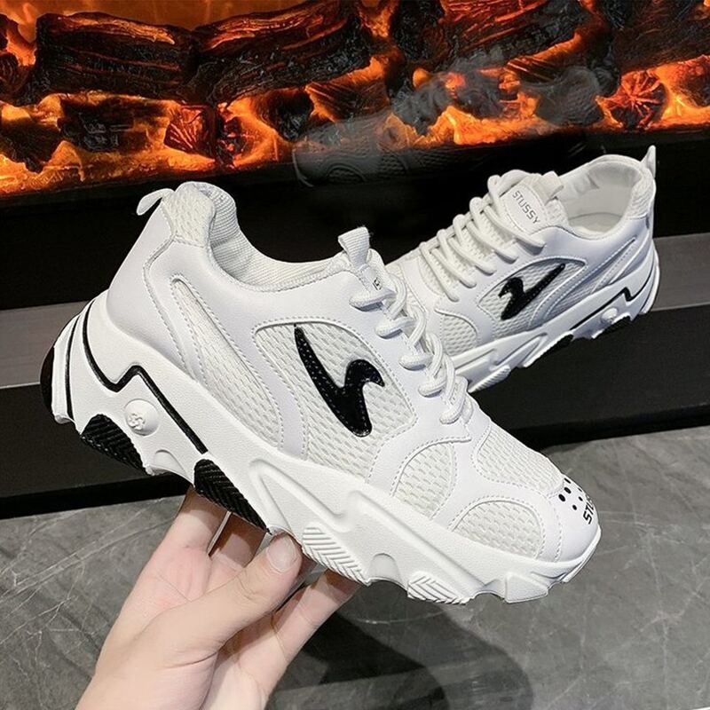 

Mesh Lace-up Chunky Sneakers, White