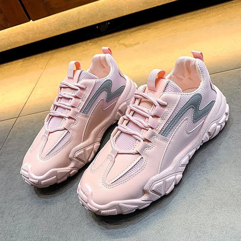 

Lace-up Chunky Sneakers, Pastel baby pink