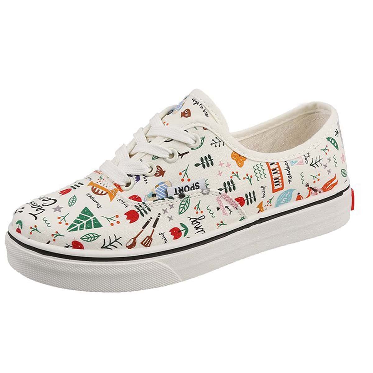 

Plants Lace-up Canvas Sneakers, Multicolor