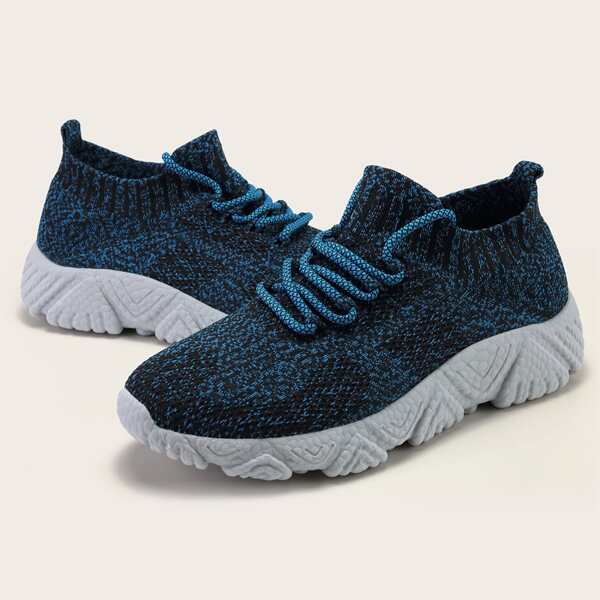

Men Lace-up Decor Wide Fit Sneakers, Navy blue