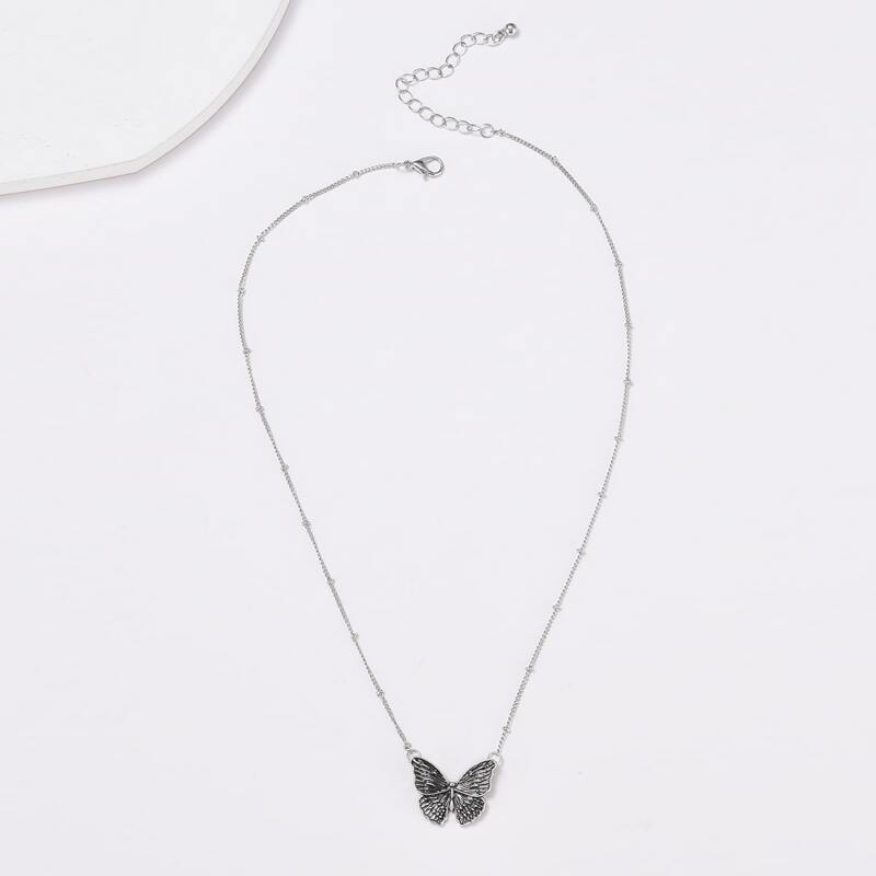 

Butterfly Pendant Necklace, Silver