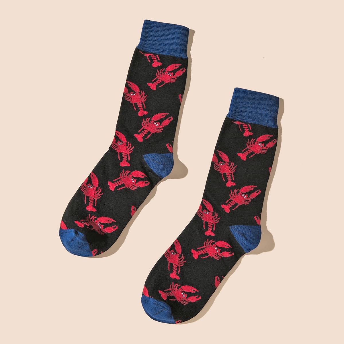 

Guys Lobster Pattern Socks, Black