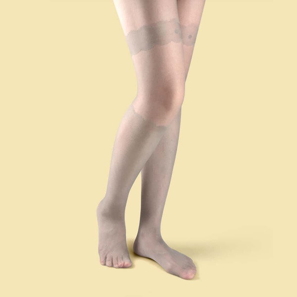 

Scallop Pattern Mesh Tights, Grey