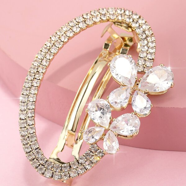 

Rhinestone Decor Hair Clip, Gold