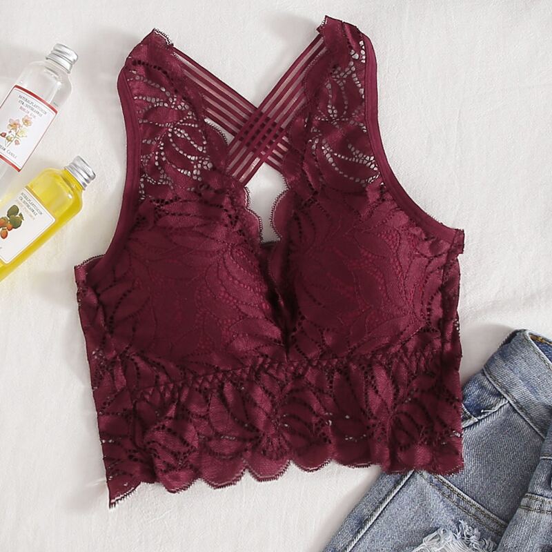 

Floral Lace Bralette, Burgundy