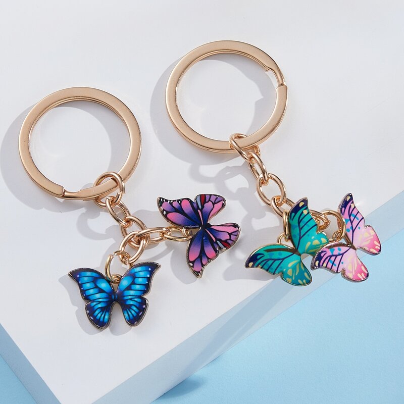 

2pcs Butterfly Charm Keychain, Multicolor