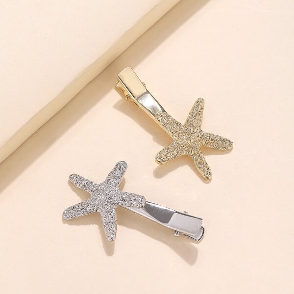 

2pcs Star Decor Hair Clip, Multicolor