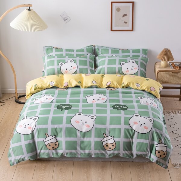 

Cartoon Graphic Bedding Set Without Filler, Multicolor
