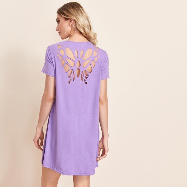 

Butterfly Laser Cut Back Dress, Lilac purple