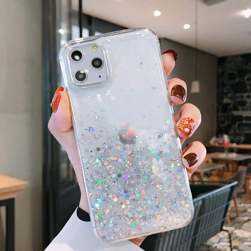 

Sequin Clear iPhone Case, White
