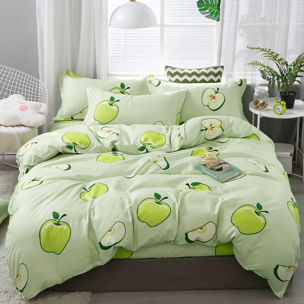

Apple Print Bedding Set Without Filler, Lime green