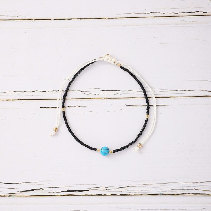 

1pc Ball Anklet, Black and white