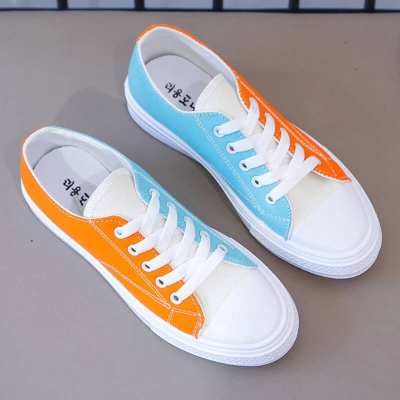 

Colorblock Lace-up Canvas Sneakers, Multicolor