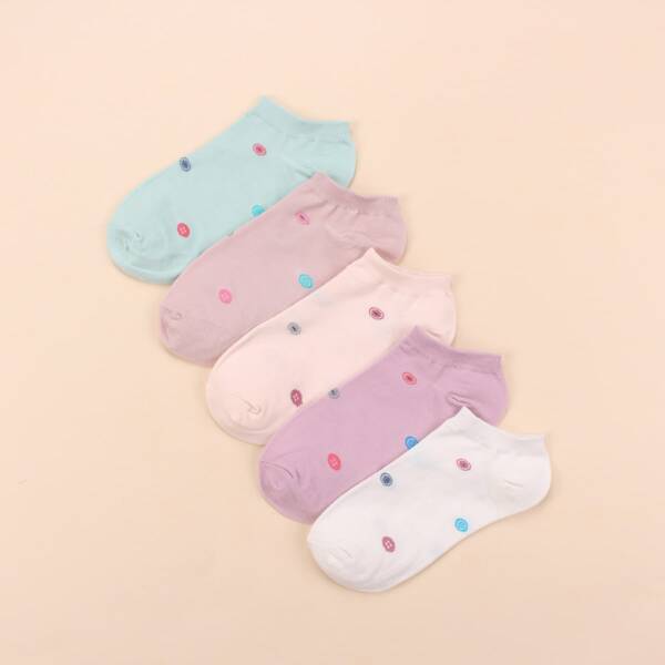

5pairs Geometric Pattern Socks, Multicolor