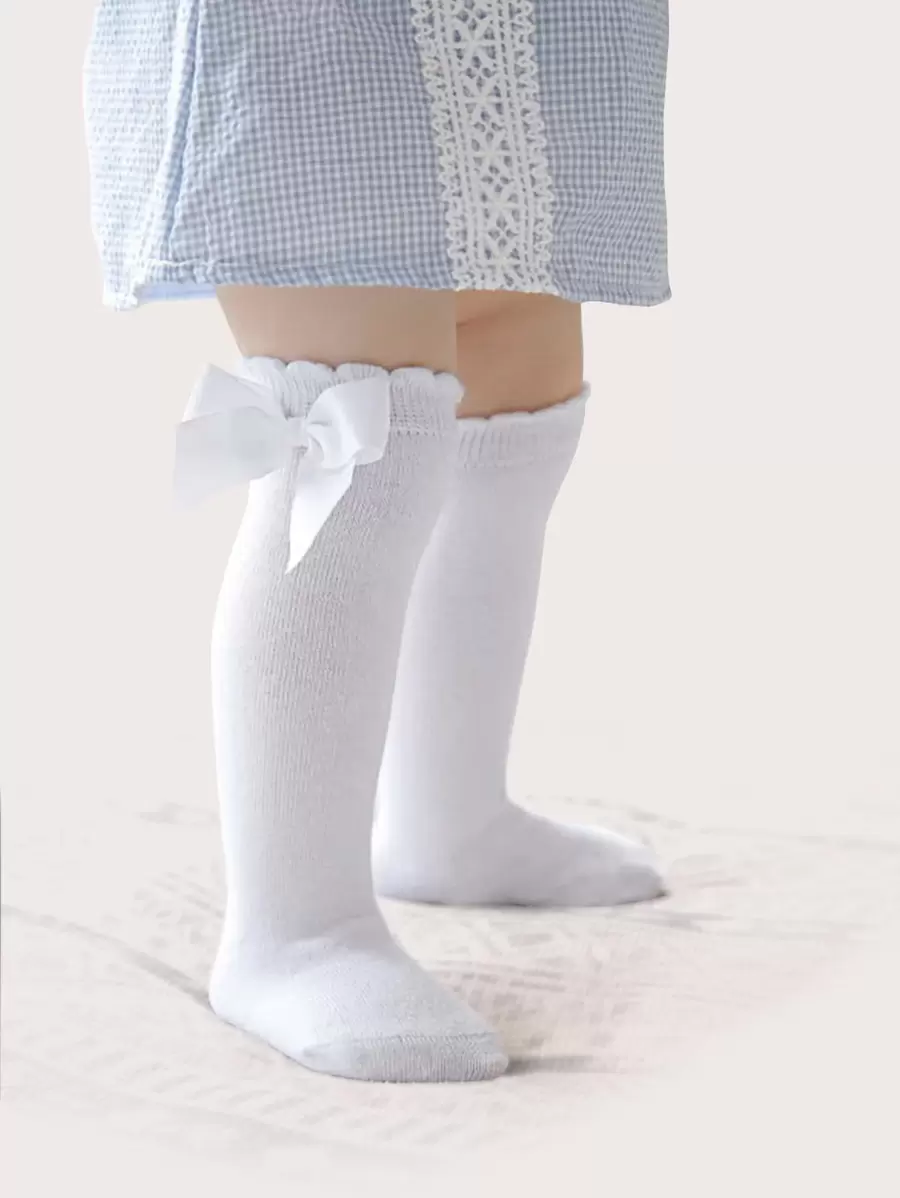 Calcetines de bebé con lazo - Blanco - Ver 1