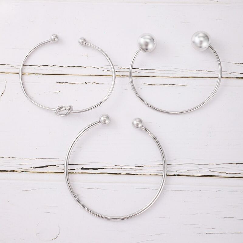 

3pcs Heart Cuff Bracelet, Silver