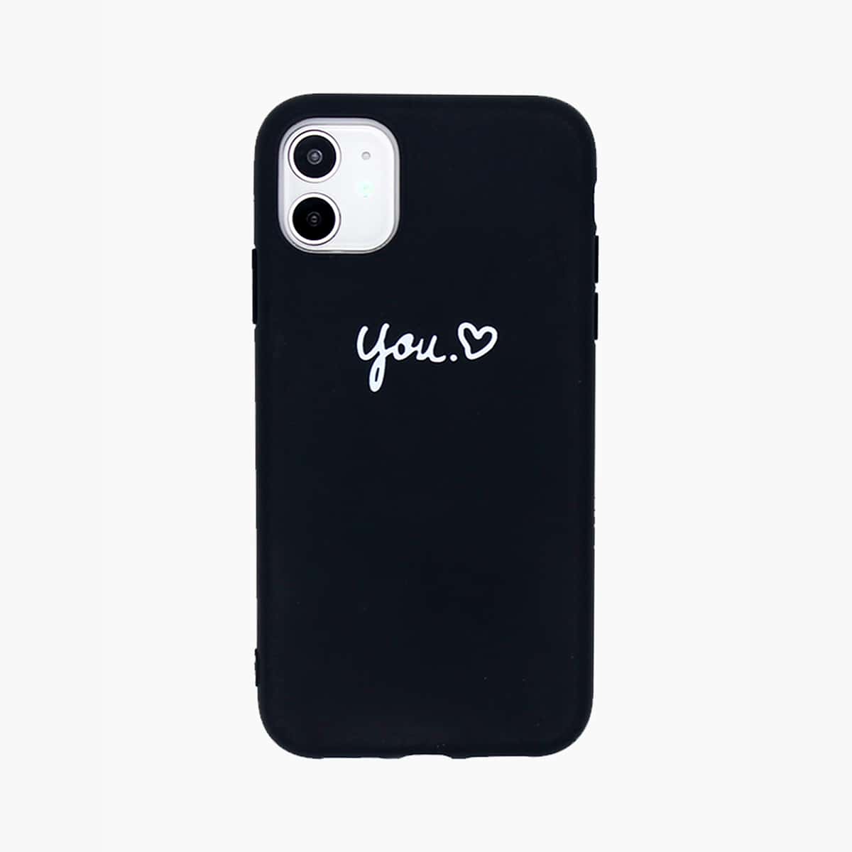 

1pc Letter Graphic iPhone Case, Black