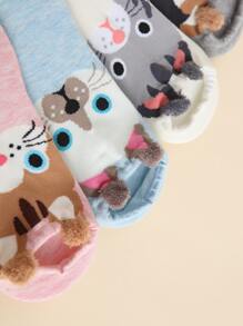 4雙卡通圖案襪子 - 彩色 - 查看 3