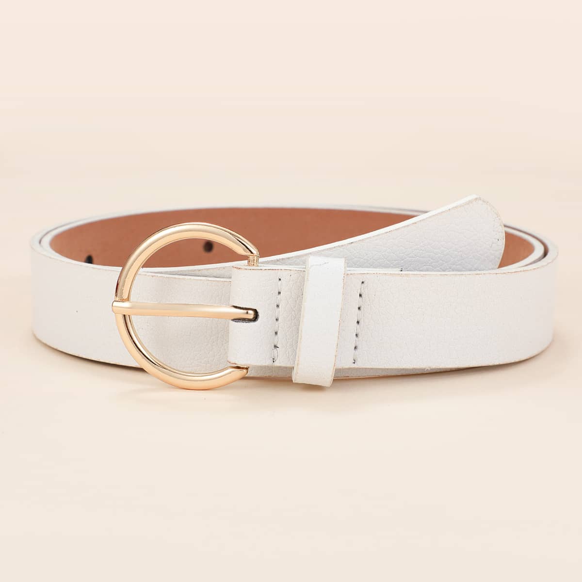 

Metal Buckle PU Belt, White